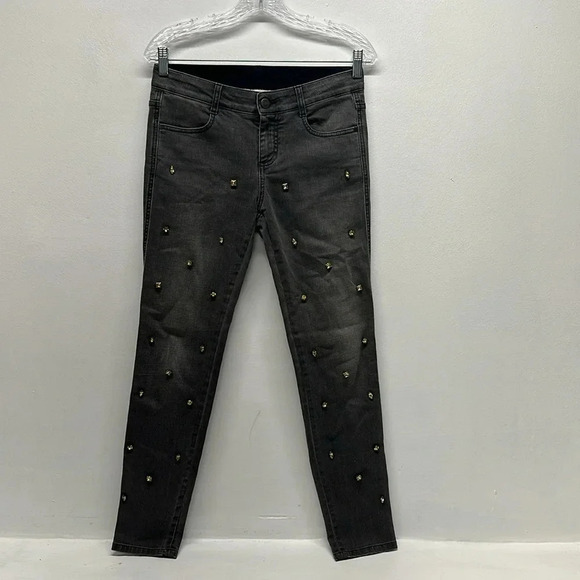 Stella McCartney Jeans Skinny Denim Embellished Rhinestone Jeweled Gray Size 27 - Picture 2 of 13